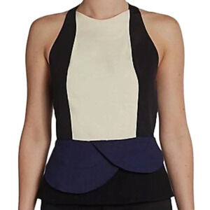 DVF Diane Von Furstenberg Peplum Colorblock Sleeveless Career Top Size 0